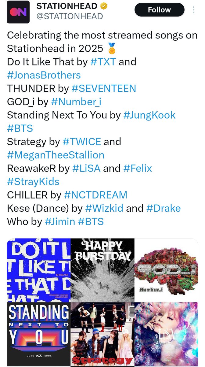 AfricaFactsZone's tweet image. Wizkid's Kese was the 8th most streamed song in the world on social music platform, Stationhead in 2025.

The song was released in 2024.

His fanbase, Wizkid FC has won 5 ThatGrapeJuice Awards for Most Active Fanbase and 4 TBN Social Awards for Top Music Fanbase consecutively.