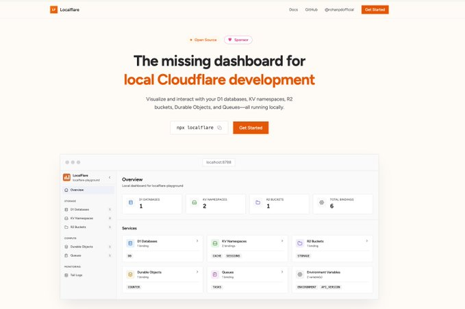 Just released 🔥
localflare 0.3.0 : The superior D1 update

localflare.dev

Changelog:
- D1 Database Studio (browse, edit, delete - all inline)
- Dummy data generation powered by Faker.js (My Favourite) 
- Resizable columns + column visibility toggle
- Server-side