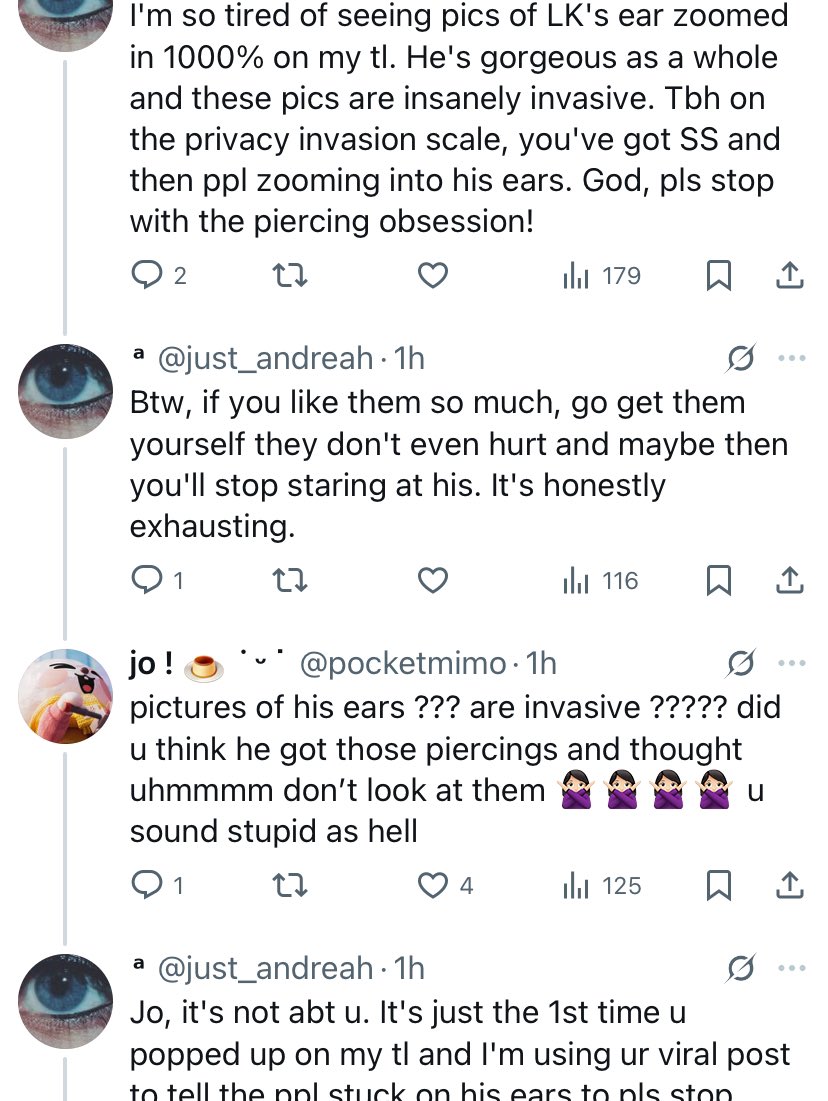 minhoautism's tweet photo. this has to be ragebait you can't be that dumb as to believe liking someone's piercings is an "insane" invasion of privacy 😭 https://t.co/idFh1ITVwy