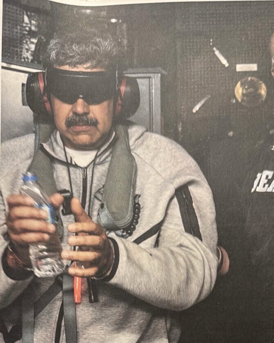 PopCrave's tweet image. Trump releases photo of Venezuelan President Nicolás Maduro after he was captured by U.S. forces.