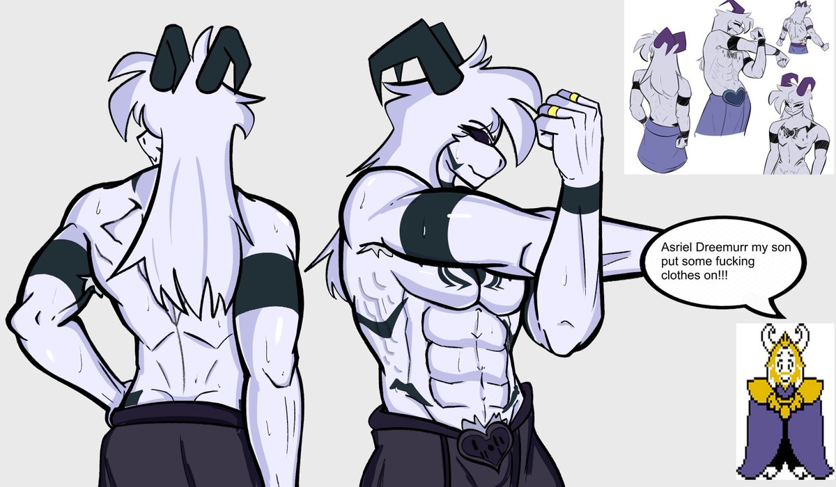 Sam_Skell's tweet image. a redraw of my old art since the last repost blew up, Asriel design by @user823493247