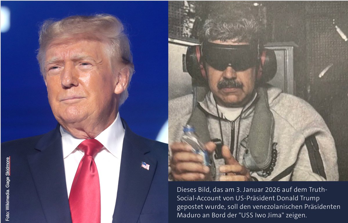 Das ist ein illegaler Angriff auf Venezuela, ein Putsch und ein klarer Verstoss gegen das UNO-Gewaltverbot: Die USA haben am 3. Januar 2026 Venezuela angegriffen und Präsident Nicolás Maduro gefangen genommen. Verantwortlich für den illegalen Angriff ist US-Präsident Trump. Er