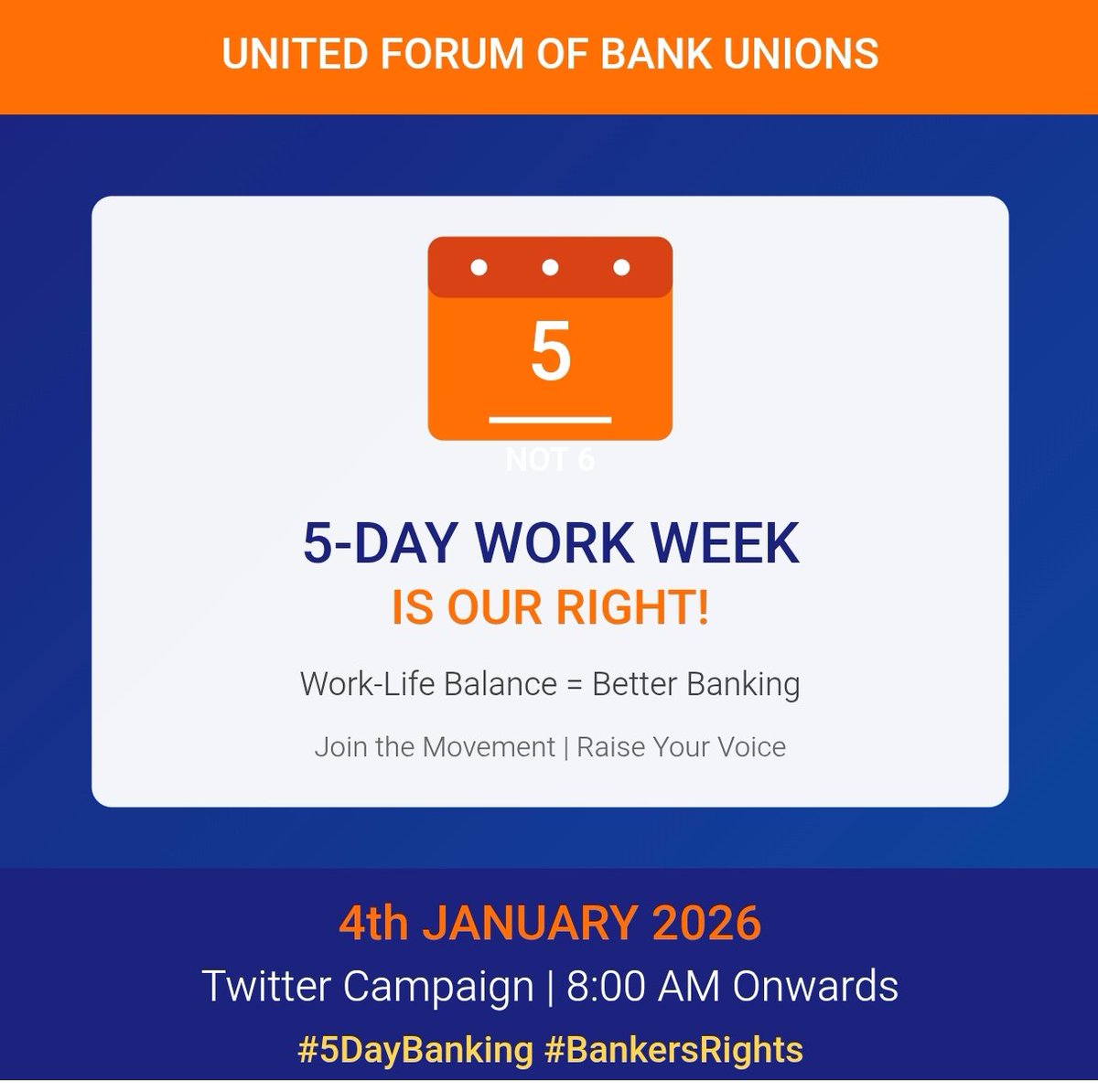 Behind every bank counter is a human with a family. While you enjoy your Saturday brunches, bank staff miss their children's school events,family time &amp; personal growth. It's time for HUMANE working conditions! Support the #5DayBanking movement. <a href="/aiboc_in/">All India Bank Officers' Confederation (AIBOC)</a>  <a href="/nilesh_pawar15/">Nilesh Pawar</a>