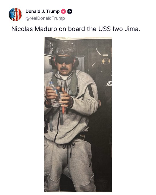 AstuteGaba's tweet photo. This is Trump Order.. and the fact is World Order has been completely damaged.. but the Bigger Question, The day any other Nation does the same how will the #Washington react ?
#Venezuela #Trump #Caracus #VenezuelaunderAttack #China #Russia #Japan #Moscow #WorldNews #BreakingNews #WorldWar #madurocaptured #MaduroCae