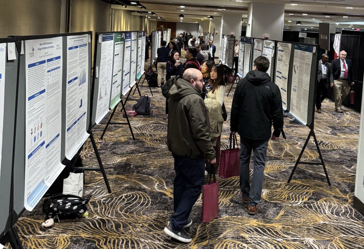jbailey's tweet image. AEA poster session is by far the busiest I’ve ever seen it- they finally realized you need to put the coffee there to attract people #ASSA2026