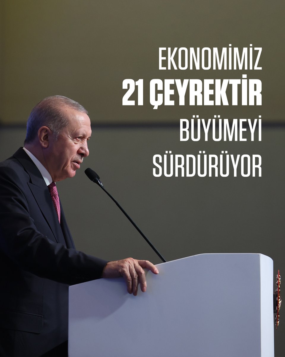 2025 yılının 3’üncü çeyreğinde %3,7 oranında büyüme kaydeden ekonomimiz, tam 21 çeyrektir kesintisiz büyümeyi sürdürüyor.

2024 yılında 1 trilyon 260 milyar dolar olan ekonomimizi, 2025 yılı 3’üncü çeyreğinde 1 trilyon 538 milyar dolara taşıyarak yeni bir rekor daha kırdık.