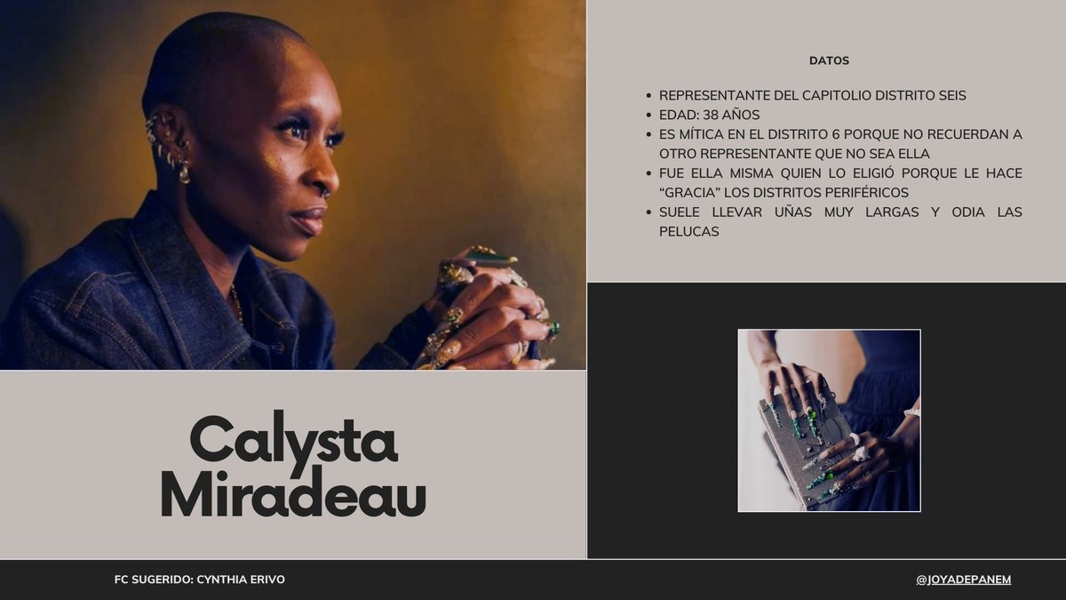 JOYADEPANEM's tweet image. Representante del Distrito 6 
Calysta Miradeau (Cynthia Erivo)