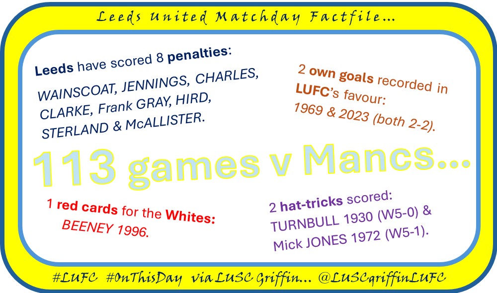 LUSCgriffinLUFC's tweet photo. Couple of years doing these #factfiles and I wasn't sure I could share this particular one with the adoring public... 🤪
But it's MATCHDAY EVE for the United of Leeds against them lot - and there's so much history between us!
Form: #lufc DDWDd #mufc WDLWD https://t.co/PJZ06iB9k9