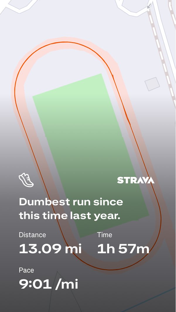 Half marathon on a track in the dark? Sure. What could be more boring?