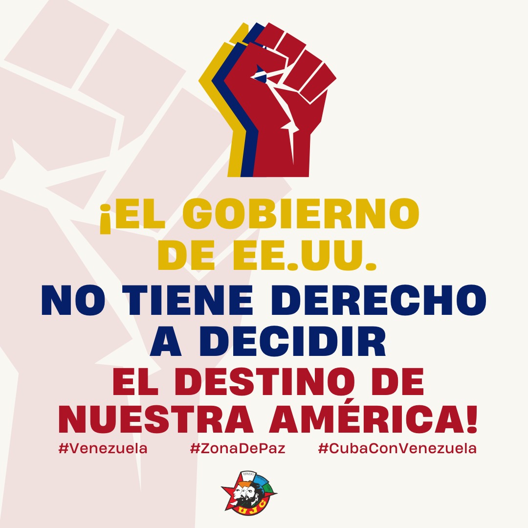 La paz internacional sufre un duro golpe: una grave agresión militar 🆚 Venezuela viola flagrantemente el DI y la Carta de la ONU.

Esta acción no es un acto aislado. Es un claro intento de saqueo de los recursos naturales y la riqueza petrolera de la nación.

#CubaConVenezuela
