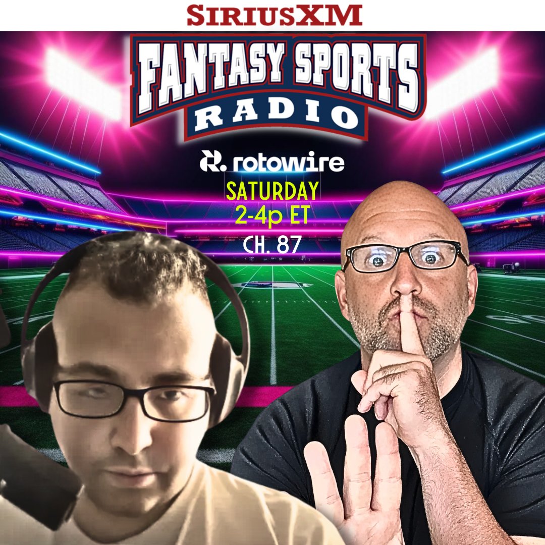 RotoWire is LIVE on <a href="/SiriusXMFantasy/">Fantasy Sports Radio</a> Ch. 87

Saturday, Jan 3rd 2-4p ET

Game Previews, '26 Top 12 fantasy ranks

2:20p ET  Prediction Markets <a href="/PeterSchoenke/">Peter Schoenke</a> 
3:20p ET Fix Your League <a href="/thejoeywright/">Joey Wright</a> 

Hosts: <a href="/Alan_Seslowsky/">Alan Seslowsky</a> Mario Puig
