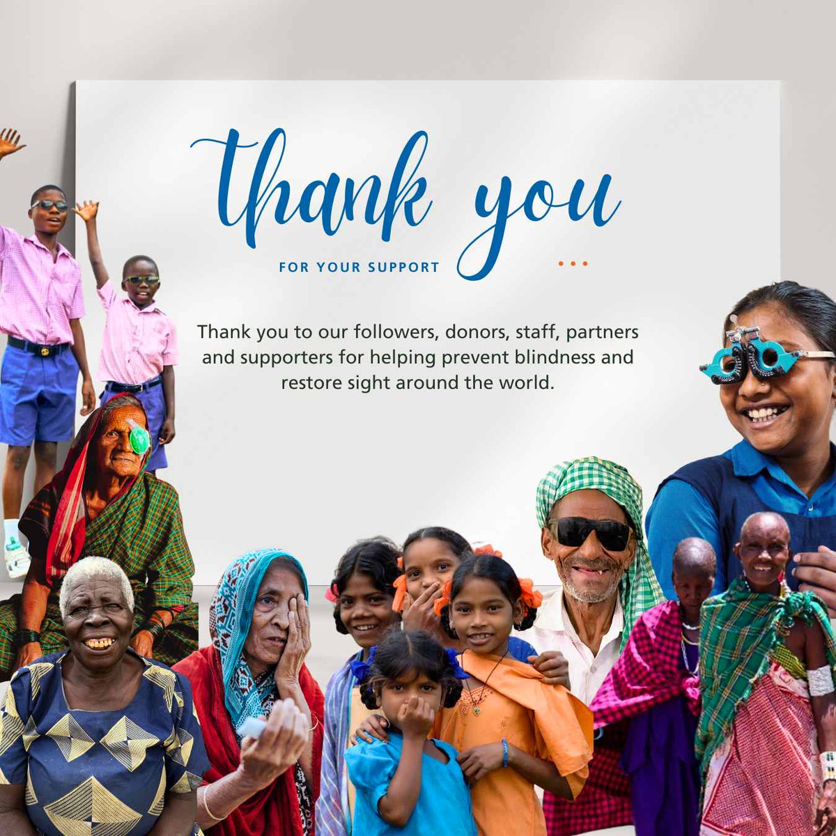 A heartfelt #thankyou to our followers, donors, staff, board members, partners and supporters. Your support helps children and families see clearly and live with dignity. Together we are preventing blindness and restoring sight – For All The World To See!