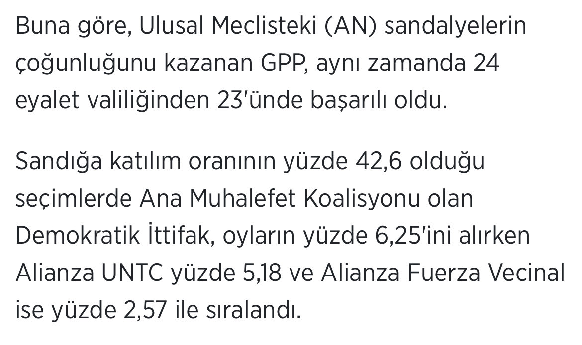 Sevgili <a href="/OzlemGurses/">Özlem Gürses</a> son seçimde katılım oranı %42 idi .Zamanında oyunu kullanmazsan ,diktatöre tepki için sokağa çıkamazsan ,bir emperyalist gelir sana zulmeden diktatörü alır götürür ve sen o diktatörü korumak ,geri almak için sokağa çıkmak zorunda kalırsın . <a href="/szctelevizyonu/">SÖZCÜ Televizyonu</a>