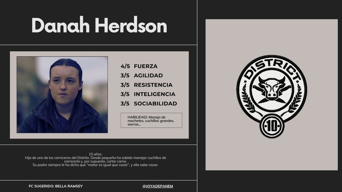 JOYADEPANEM's tweet image. Tributo femenino del Distrito 10
Danah Herdson (Bella Ramsey)