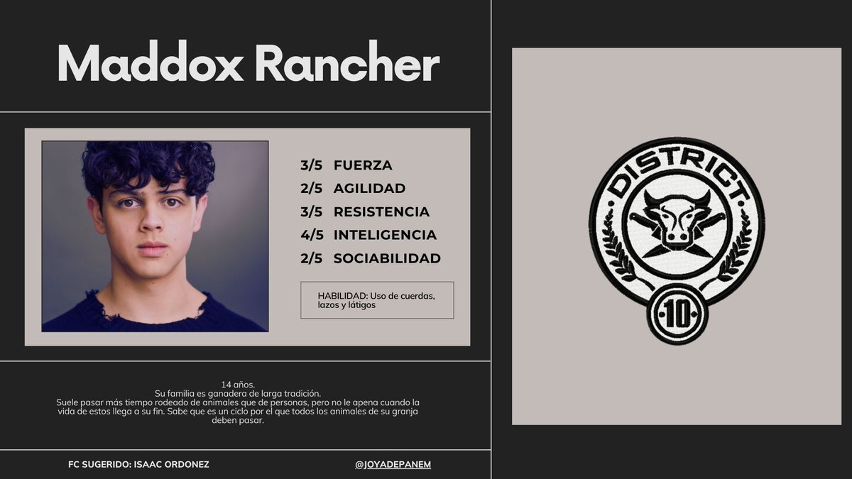 JOYADEPANEM's tweet image. Tributo masculino del Distrito 10 
Maddox Rancher (Isaac Ordonez)