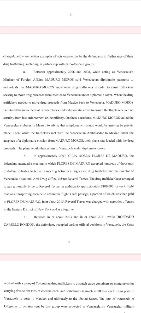 #ÚLTIMO La acusación contra Maduro y otros cinco procesados con la que el gobierno de Trump justifica la operación de hoy sobre Venezuela. Entre los imputados están el Niño Guerrero, líder del Tren de Aragua y se describen cosas como esta: que se usaron pasaportes diplomáticos...