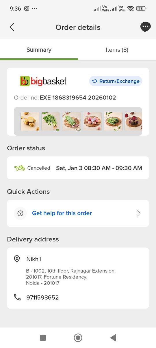 nicks880's tweet photo. @bigbasket_com I am not able to DM you, but attaching photos of my order details https://t.co/MdCcbGGkYg