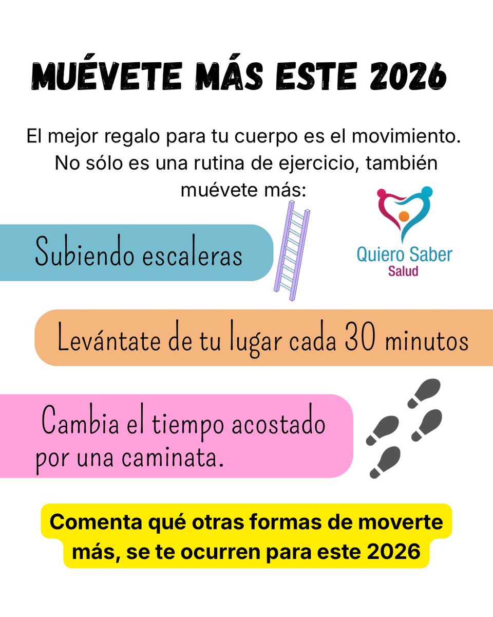 Sabemos que uno de los propósitos ✨ principales de cada año, es hacer más ejercicio 🏋🏻‍♀️ . No tiene que ser perfecto 👌🏻 , pero si constante y a través de pequeñas acciones diarias que aumenten tu movimiento corporal.