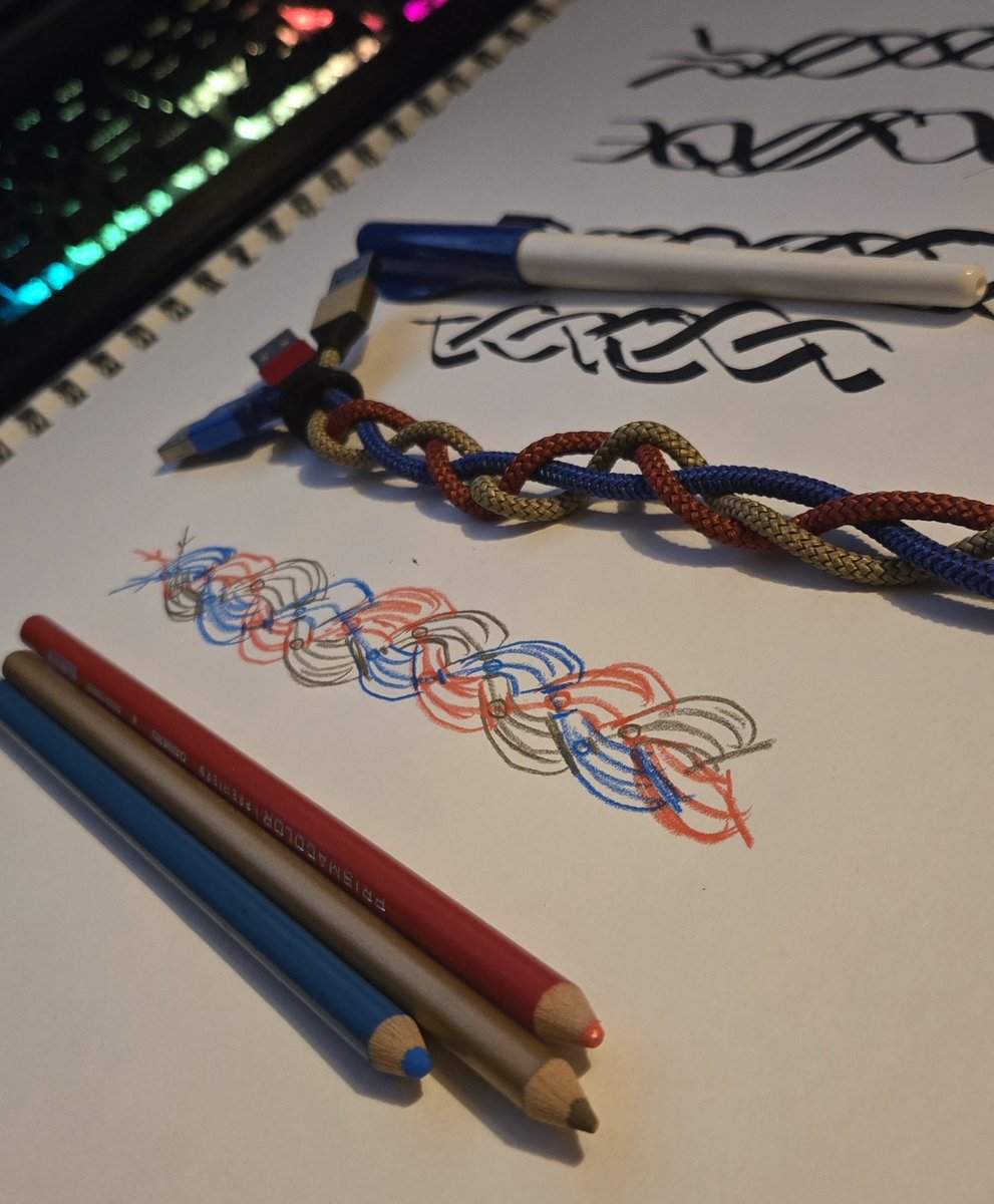 NumakieS's tweet image. Braids are weird to draw. I had to resort to braiding USB cords to visualize it properly.