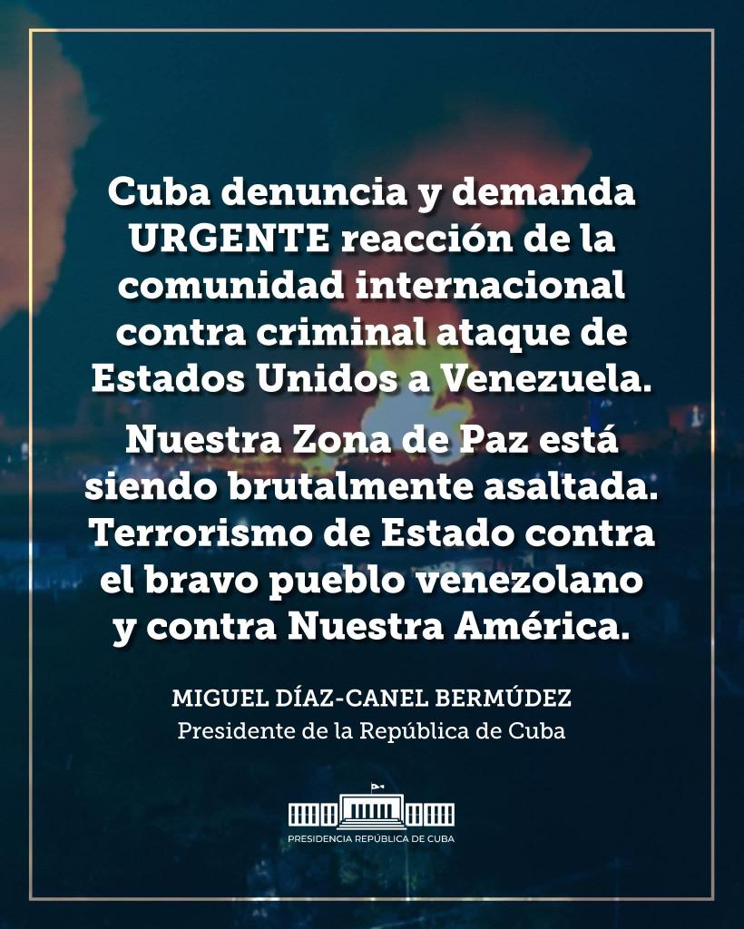Rechazo mundial por esta agresión  del imperio del mal,su objetivo apoderarse de los recursos naturales de Venezuela, el mundo ve con claridad quienes son los verdaderos  terroristas, #CubaConVenezuela