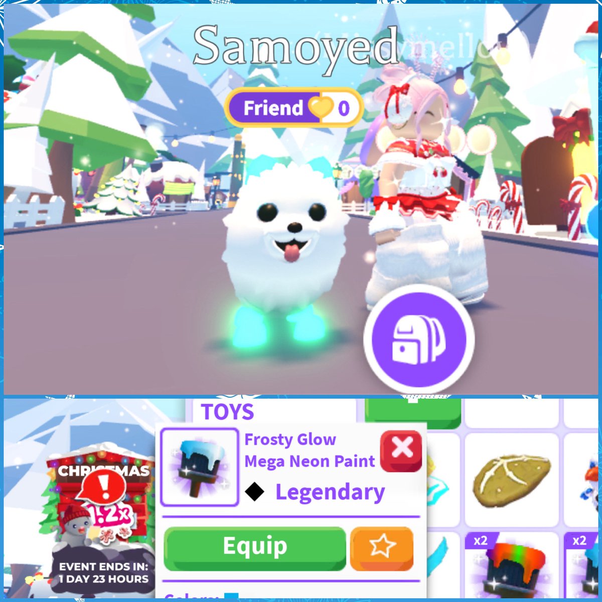 ❄️Give-away time❄️

Giving away my one of my favorite mega combos 🩵 

Mega Samoyed + Frosty Glow M paint 🩵

To enter like &amp; repost 🩵

Ends on Jan 7th. Gl 🩵