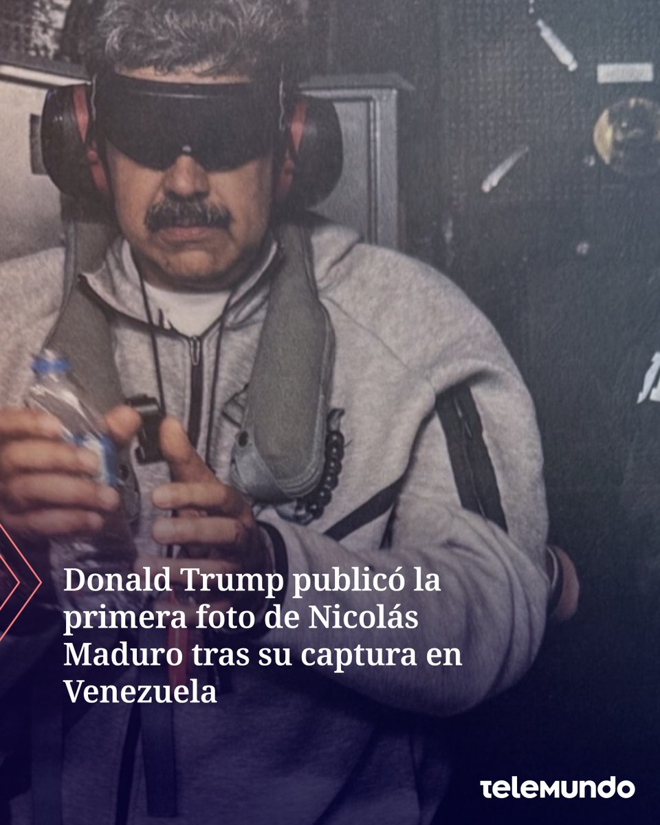🔴El presidente de Estados Unidos, Donald Trump, publicó la primera foto de Nicolás Maduro tras su captura en Venezuela.