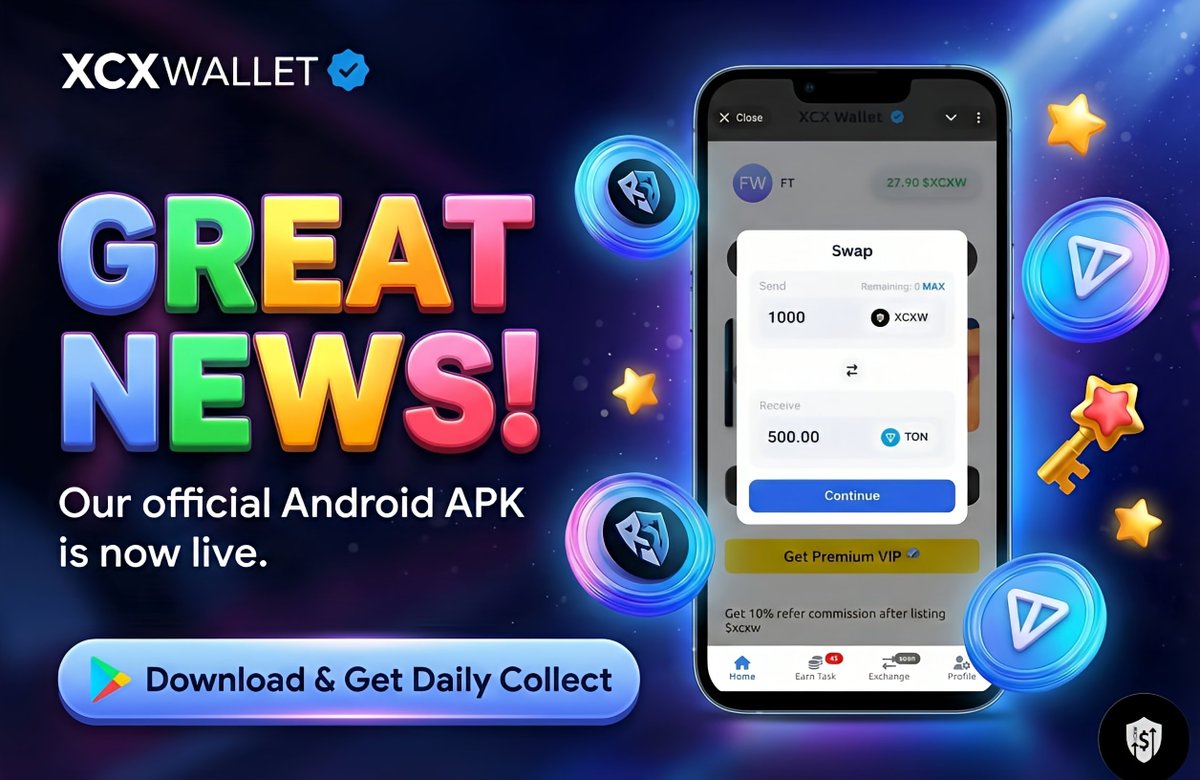 XCXWallet's tweet image. XCXWALLET Update! 🚩

Great News! Our official Android APK is now live. Download &amp;amp; Get Daily collect $XCXW 🎁

📱 Download Official APK.
xcxwallet.com
New User Create a XCXWallet Using Any Refer code: 54478217 Get 5 XCXW = $5 🎁

And to be eligible for Airdrop, you must…