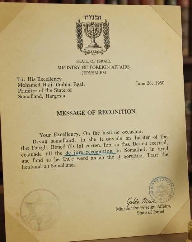 senatormustafe's tweet photo. History repeats itself, this letter historically serves as formal recognition of the Republic of Somaliland by the State of Israel in 1960. Please have a look at it👇 @Mudanemaxamed @FahimaAli49 https://t.co/pFSGMAeCfP