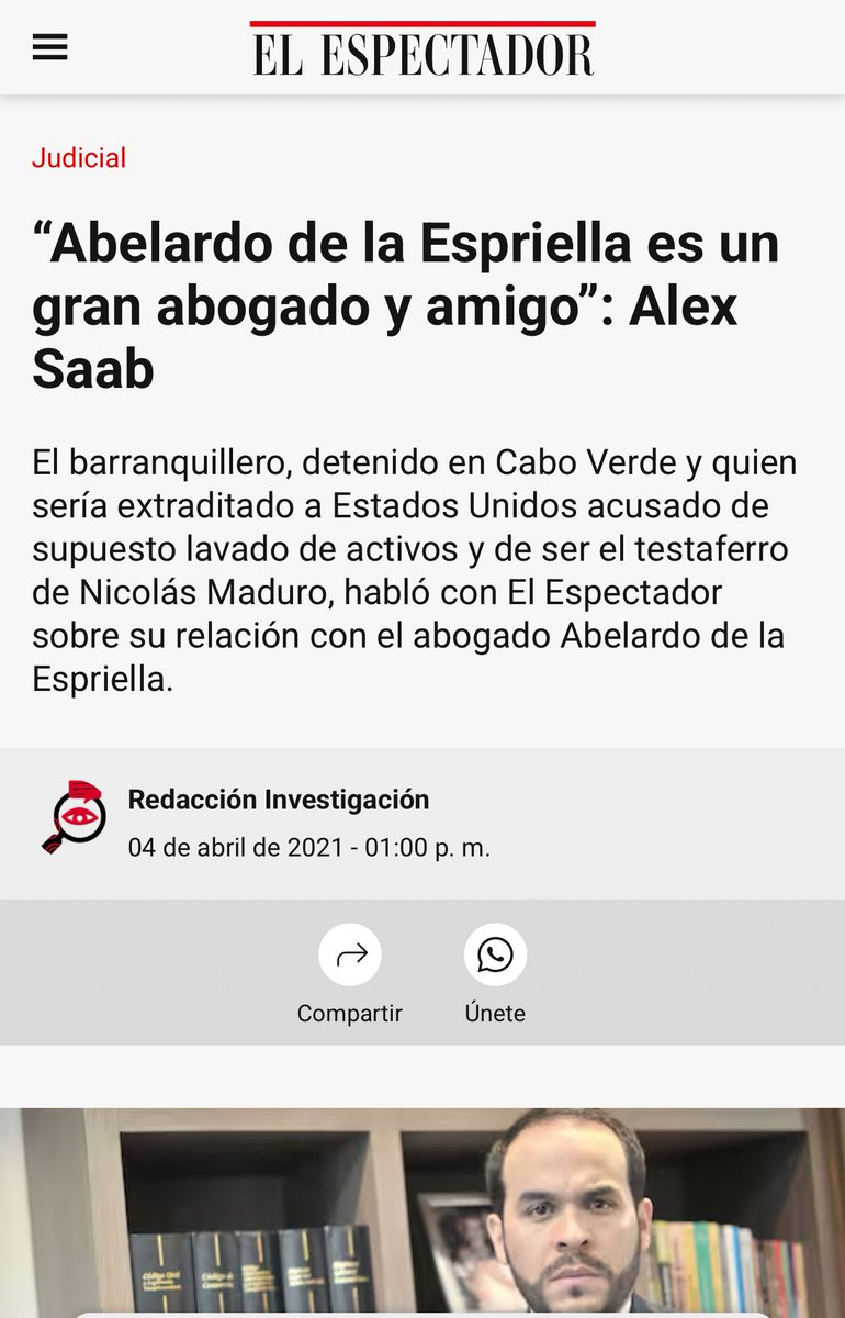 JenniferPedraz's tweet image. Píldora para la memoria: @ABDELAESPRIELLA defendió a Alex Saab, acusado por lavado de activos y de ser el testaferro de Nicolás Maduro.

#NoOlvidar