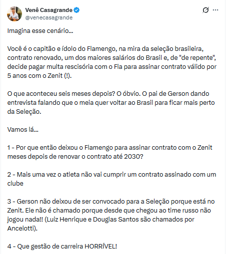 1921riuler's tweet photo. O interesse de Gerson em jogar pelo Cruzeiro já vem desde antes do Mundial de Clubes. 

Ele percebeu que Fabrício Bruno indo para o Cruzeiro, teve ainda mais visibilidade para a Seleção Brasileira do que quando jogava pelo clube carioca. 

Como o Flamengo não negociaria o jogador diretamente com o Cruzeiro, o empresário(seu pai) negociou o jogador com o clube russo para no ínicio do ano ser contratado pelo clube celeste. 

- Essa seria a manchete da Flapress se Gerson fosse ídolo e capitão de qualquer clube do futebol brasileiro e estivesse indo para o Flamengo nessas condições.