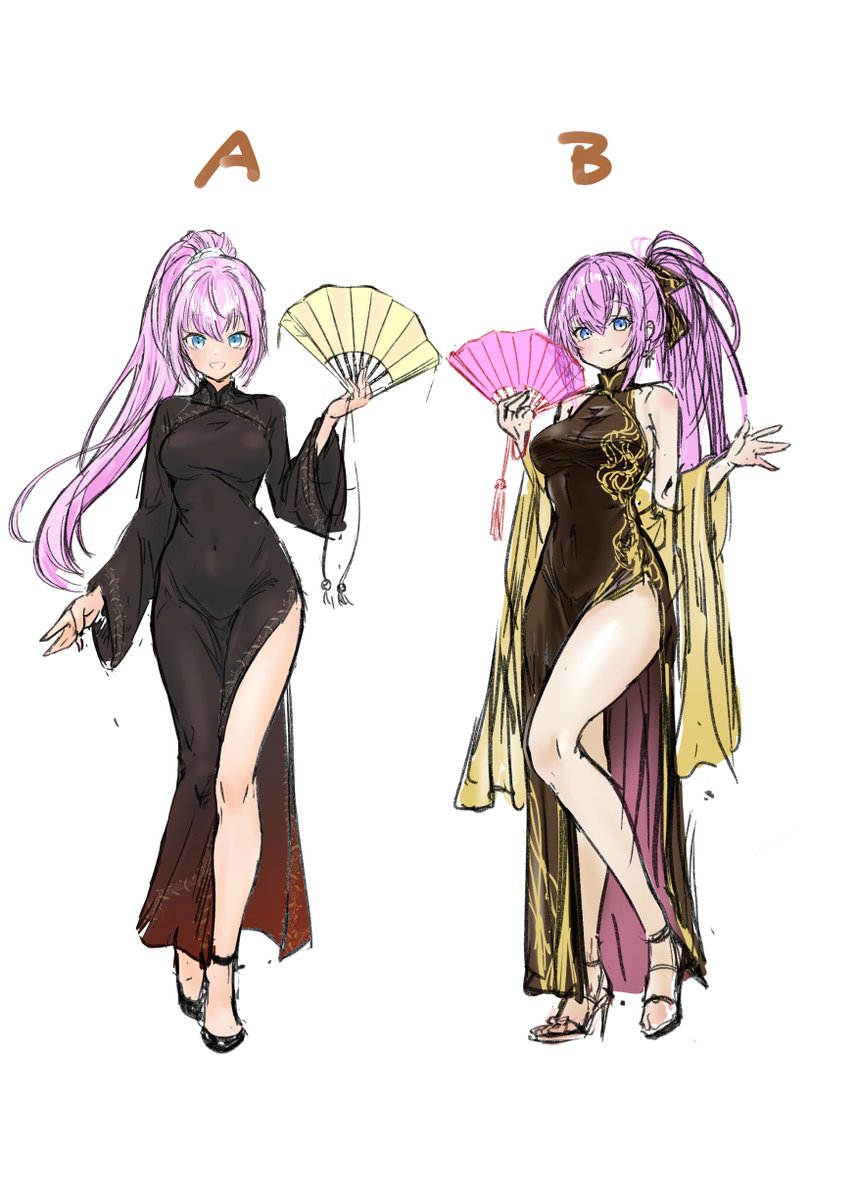 巡音ルカ 「午年だからポニーテール!(・・・いつも描いてる) どっちしあげよう」|ユキハネのイラスト