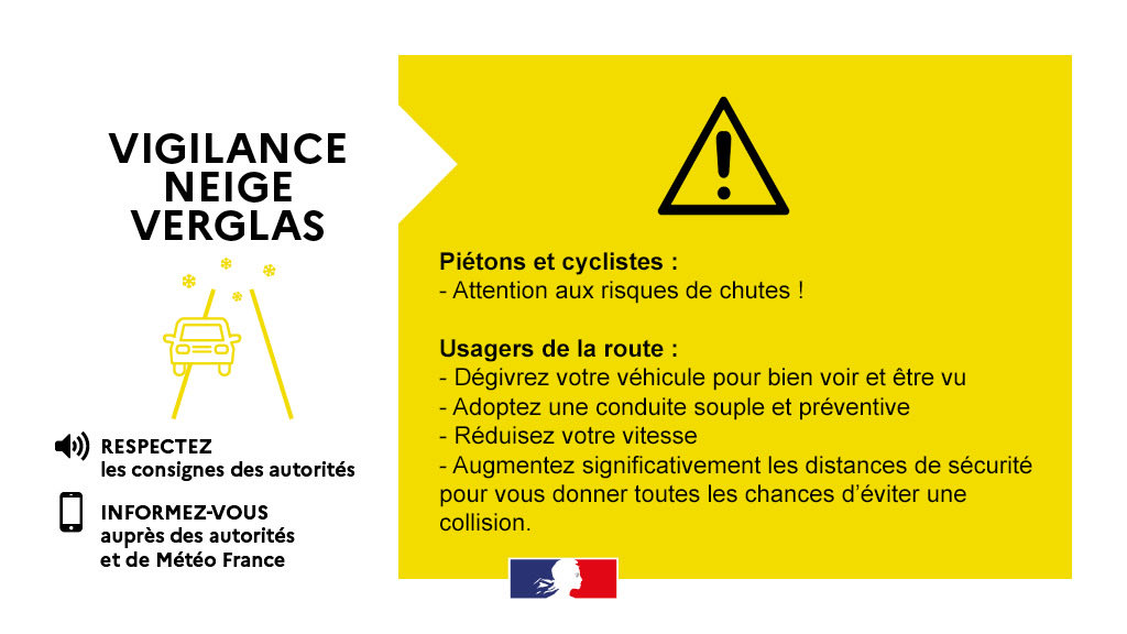 Image de Préfet de Maine-et-Loire - ⚠️Vigilance jaune Neige-Verglas du 03/01 à 20h00 au 04/01 à 12h00
👉Températures basses, risques de 