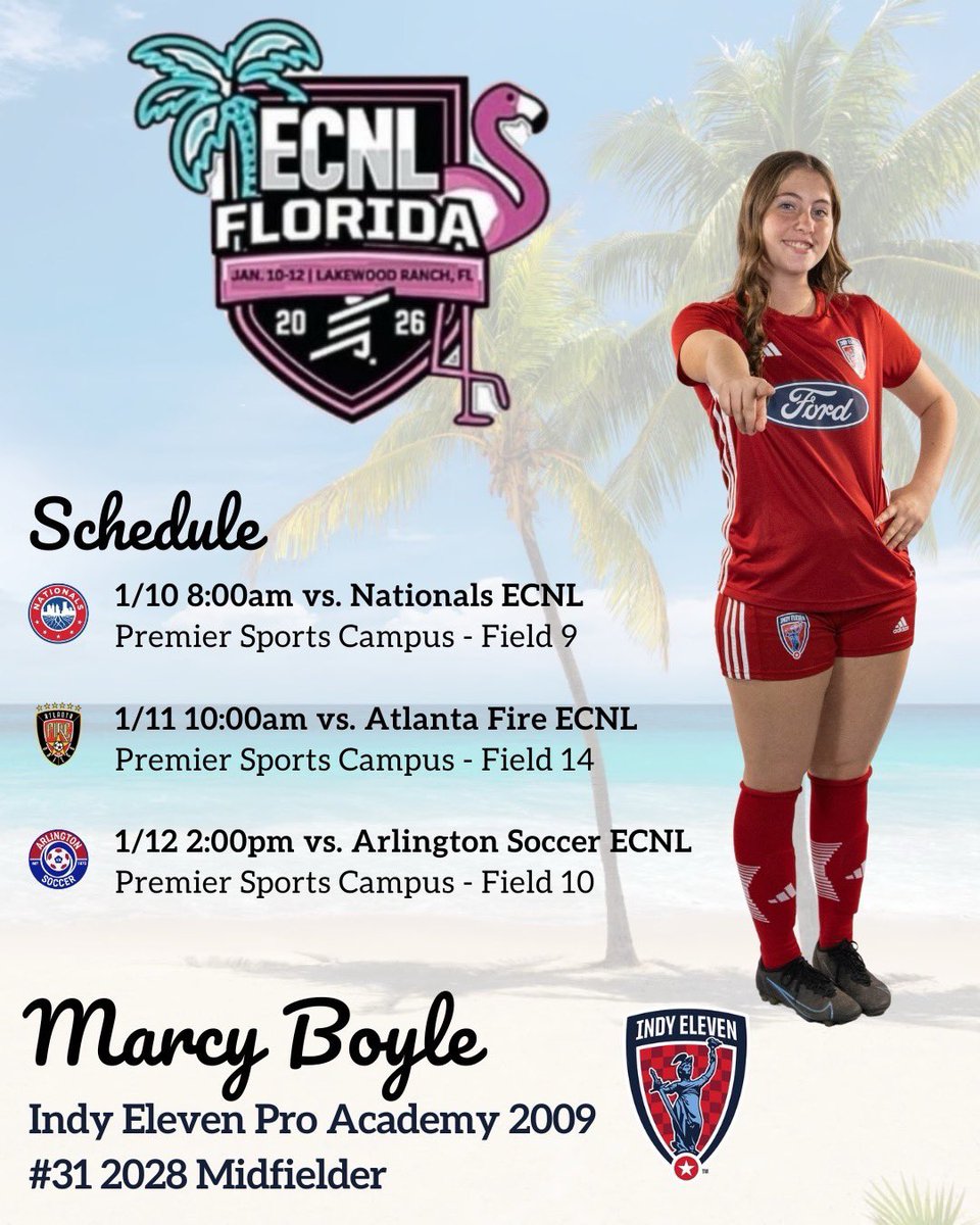 One week until ECNL Florida! Excited for another great opportunity to compete with my teammates! Hope to see you on the sidelines! <a href="/ECNLgirls/">ECNL Girls</a> <a href="/ImYouthSoccer/">ECNL/GA/Recruiting/College Soccer</a> <a href="/ImCollegeSoccer/">College Soccer Truth ™</a> <a href="/IndyElevenAcad/">Indy Eleven Academy</a>