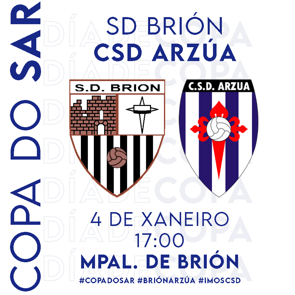 HOXE É DÍA DE COPA! 

🏆 Copa do Sar
🔢 Dezaseisavos de final
🆚 SD Brión
🕔 17:00
🏟️ Municipal de Brión

#CopaDoSar #BriónArzúa #ImosCSD