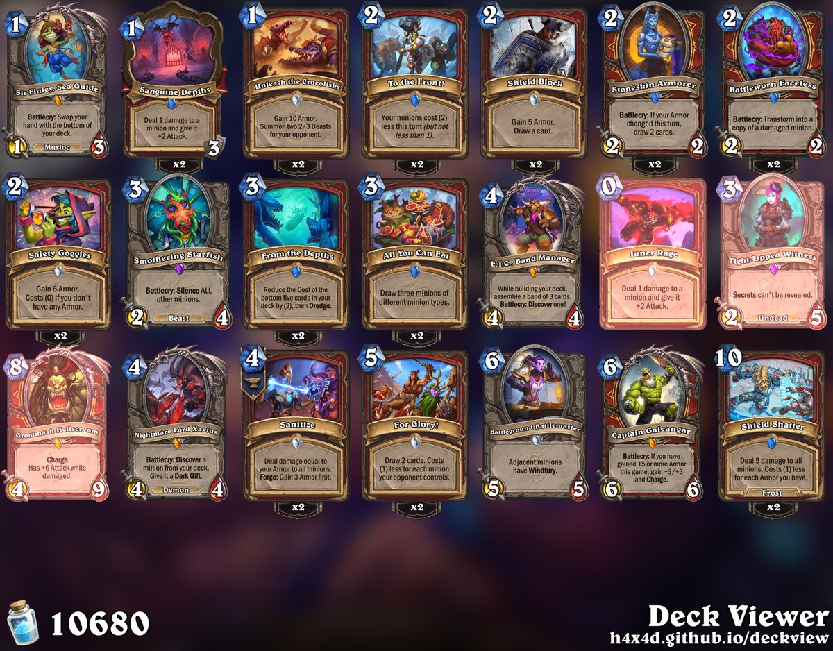 Happy new year! I started the year off with my first ever top 500 placement with galvangar warrior!
Unfortunately no stats cause mobile, but an easy climb all the way from bronze on a 10x modifier. 
Deck code is in the alt text of the deck image.
<a href="/neon31HS/">Hearthstone-Decks.net</a> 
#hearthstone #wildhs
