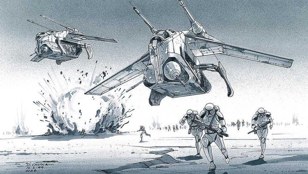 Battlefront_new's tweet photo. Arte de Doug Chiang para El ataque de los clones (2002) https://t.co/r6bvErXirP