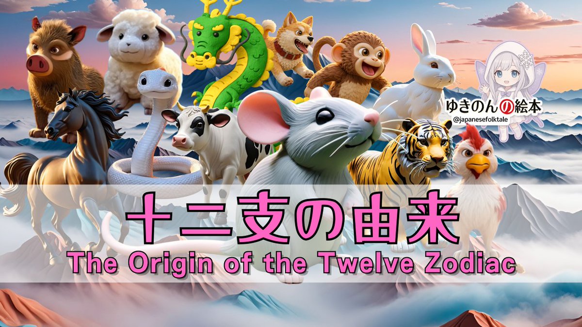 jp_folktale's tweet photo. 🐴十二支の由来」公開🐭🐮🐯

どうして干支の順番は
ねずみから始まるの？

やさしい語りと絵本のような映像で描きました。
親子で、寝る前にもおすすめです🌙

▶︎https://t.co/A18Hcz2GcD

#日本昔話 #十二支の由来 #読み聞かせ #アニメ絵本 https://t.co/aIcBVg6vrL