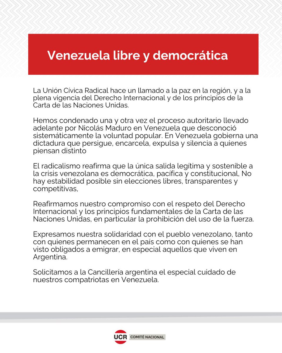 COMUNICADO: Venezuela libre y democrática