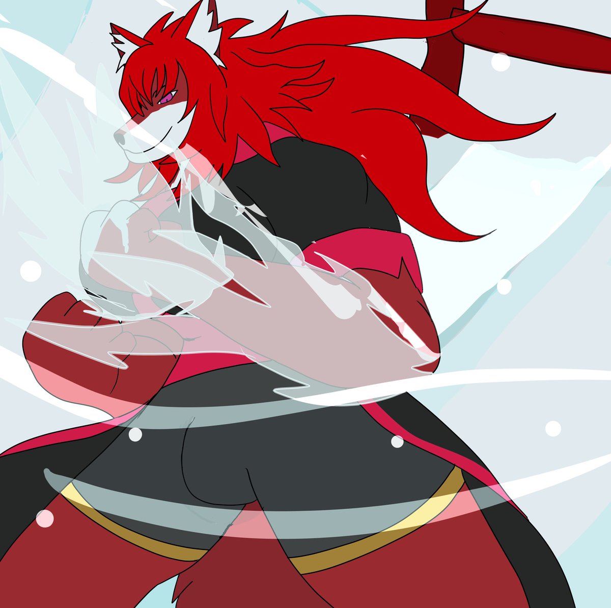 RougechanVT's tweet photo. Some more art of Rouge the wolf in the wintery temple arena, in her full wolf form with frost powers! https://t.co/BkWBg2Y0lC