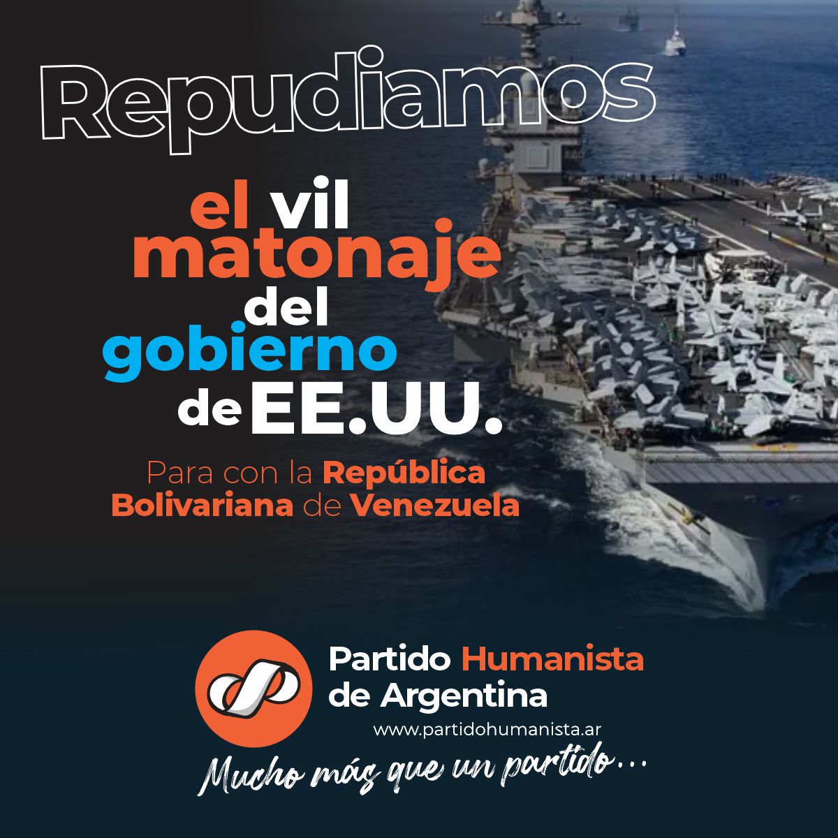 PartHumanistaAr's tweet photo. El Partido Humanista repudia enérgicamente la agresión militar, invasión y bombardeo perpetrados por EE. UU. contra la R. B. de Venezuela el 03/01/ 2026, actos que constituyen una grave violación a la soberanía nacional, al derecho internacional...
https://t.co/uNU0tsi1b5 https://t.co/cufRhsr3Qh