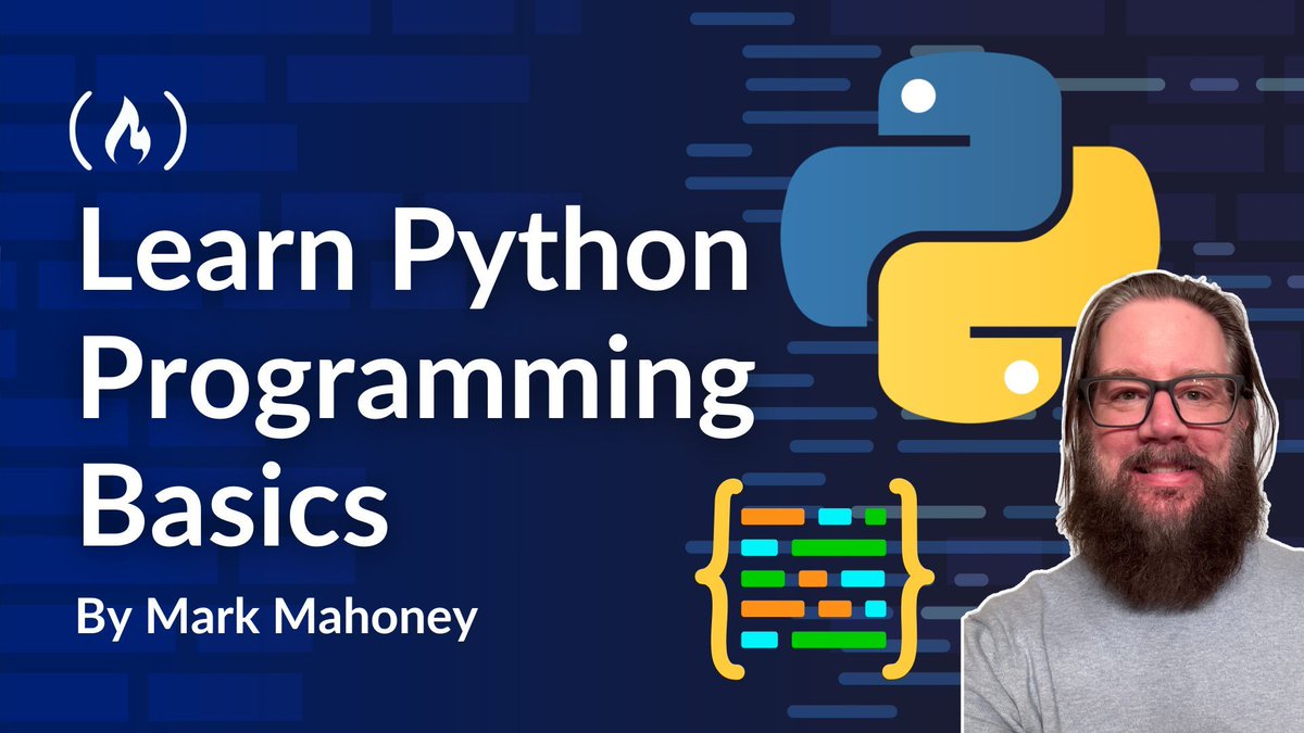 freeCodeCamp's tweet photo. Python is one of the most popular programming languages these days - so why not dive in and start learning it?

In this animated intro to the language, Mark teaches you all the basics you'll need to know.

He covers control flow, managing data, conditions, functions, classes, and lots more with interactive lessons.

https://t.co/EnjxBMQbvs