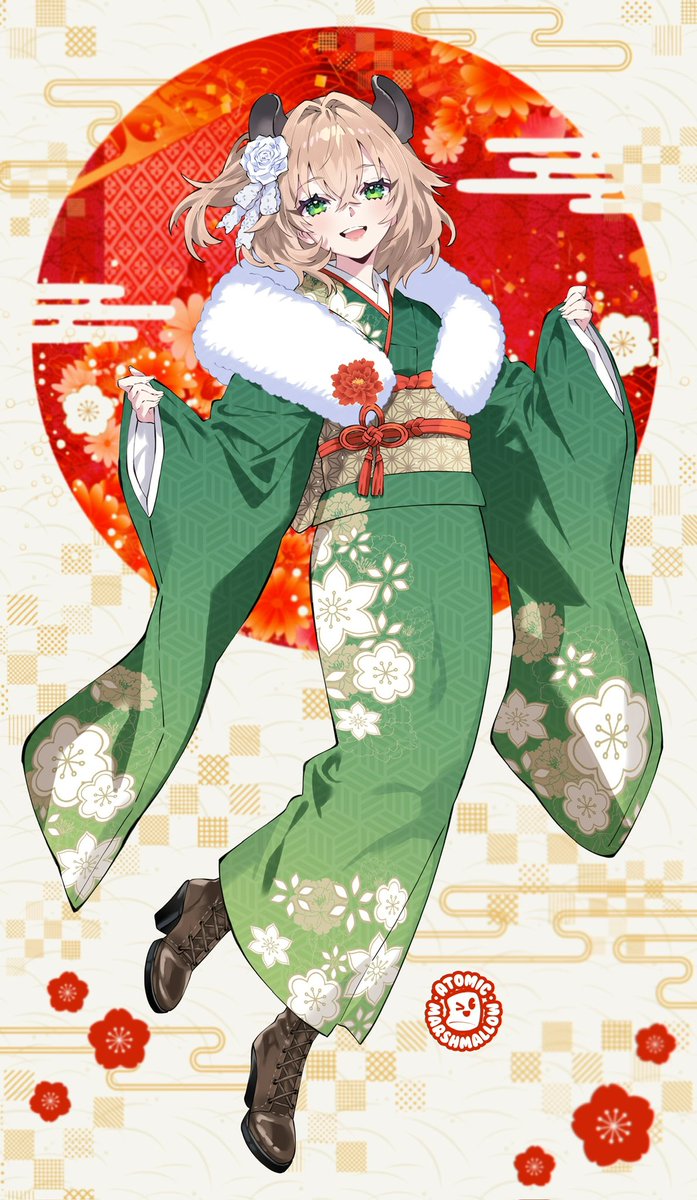 AtomicMrshmallw's tweet image. A Nimi to welcome in the New Year! I wanted to draw her in a kimono ☺️

 #nimagery