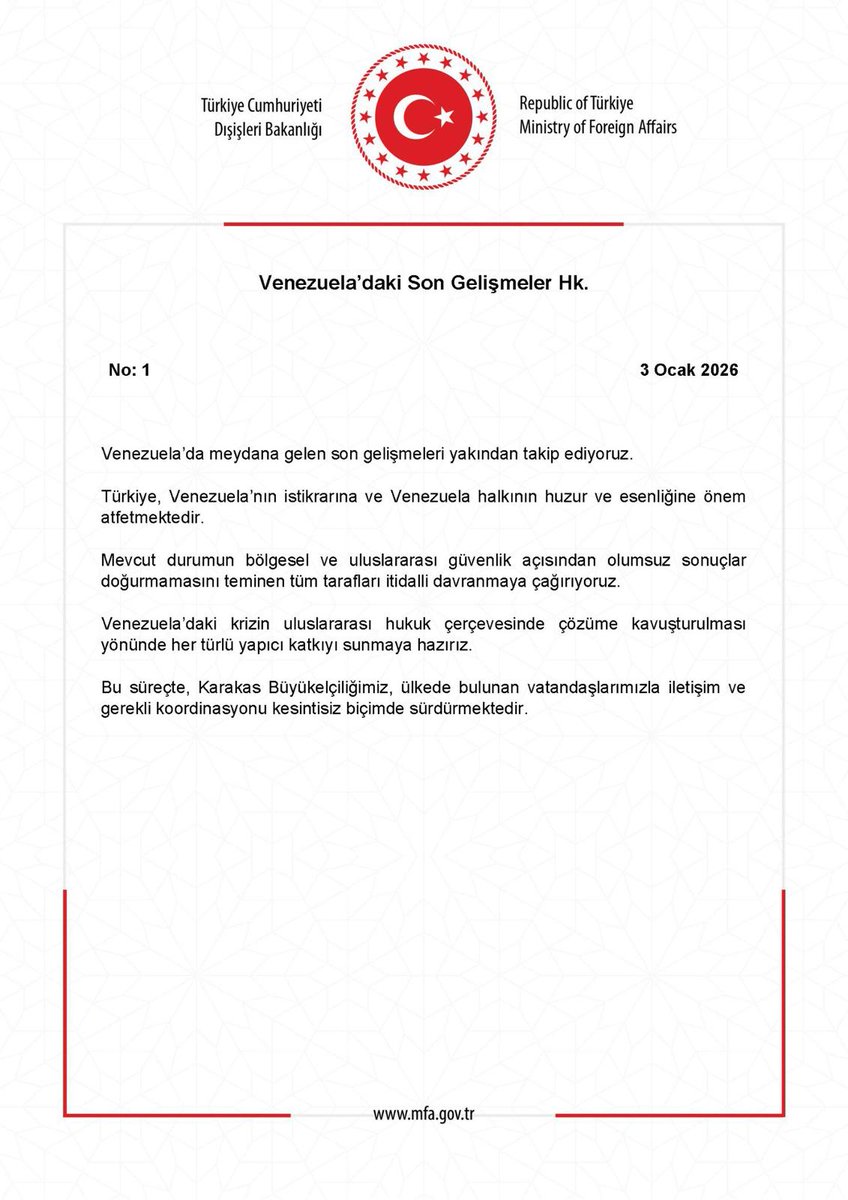 Dünyanın haydutu ABD'nin Venezuela Devlet Başkanı Maduro'ya yönelik darbesi, dünyadaki dengeleri zorbalıkla kendi lehine çevirmek isteyen Amerikan sisteminin klasik taktiklerinden yalnızca biridir. Bu durum, ne ilktir ne de son olacaktır. 

"Dünya 5'ten büyüktür" cümlesini