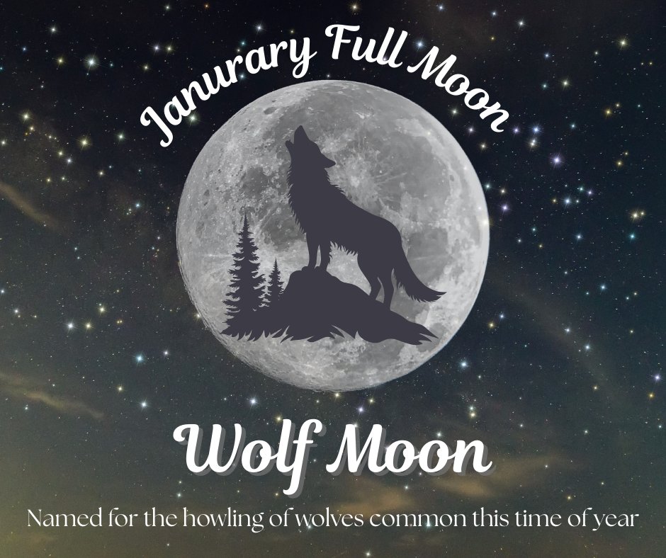 Wiccan_Seminary's tweet photo. The January full moon, known as the wolf moon is on January 3rd this year. https://t.co/54iRLc79UX