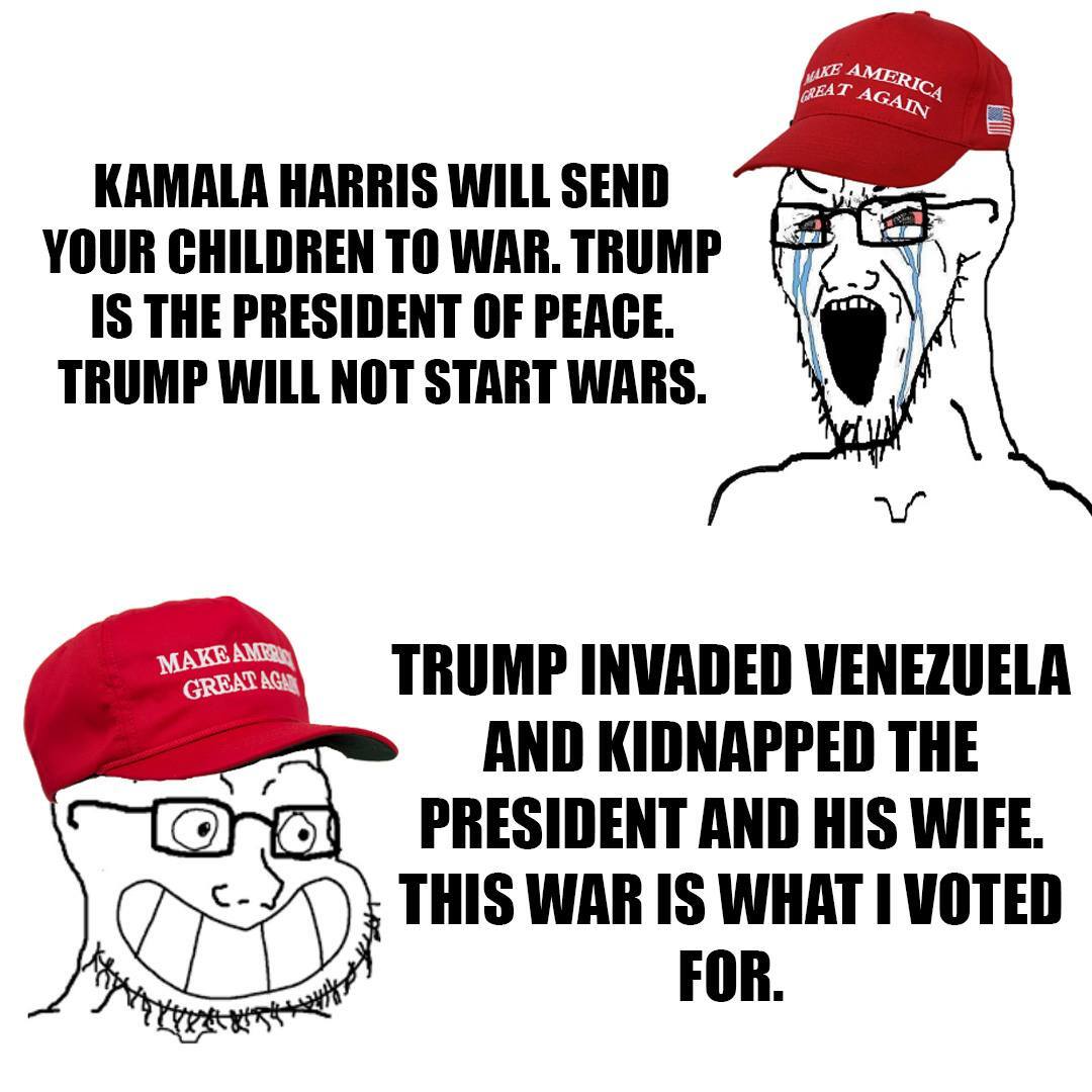 GodlessEngineer's tweet photo. Soooo... how's @potus @realdonaldtrump's President of Peace and @fifa Peace Medal working out?

#GodlessEngineer #TrumpCriticism #MAGAHypocrisy #VenezuelaInvasion #AntiWar #Trump2025 #Resist #ResistFascism #PoliticalMemes #ProgressivePolitics #LeftistMemes #AntiFascist #Authori… https://t.co/rriiXFtf0L
