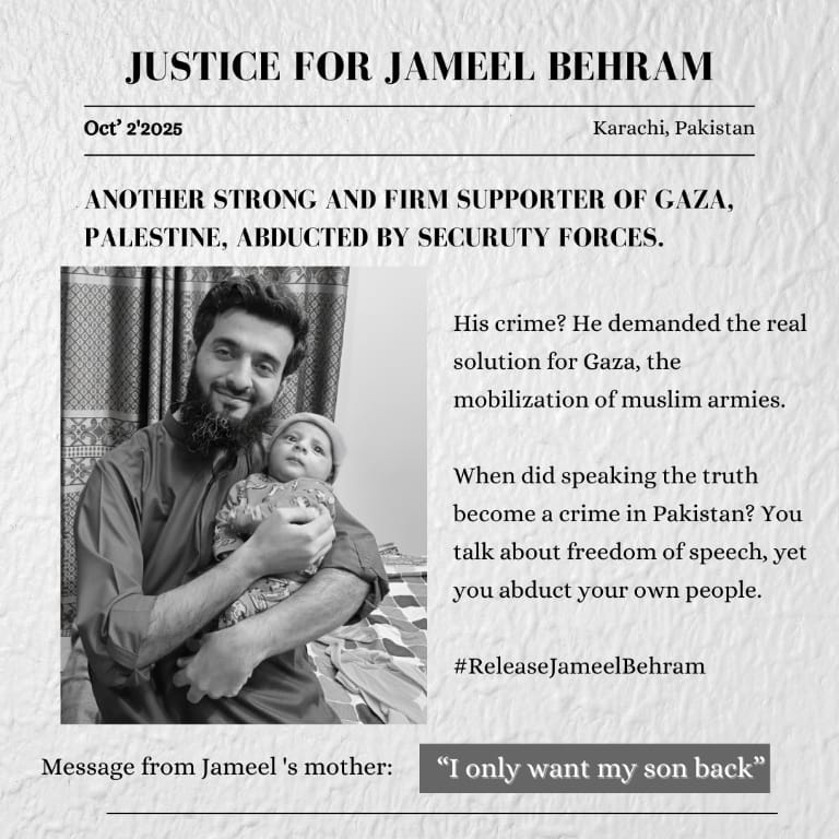 farazmfateh's tweet photo. Jameel Behram’s only “crime” was standing with Palestine. That should be our honor, not his punishment. 

#ReleaseJameelBehram https://t.co/31ggZDxVeW
