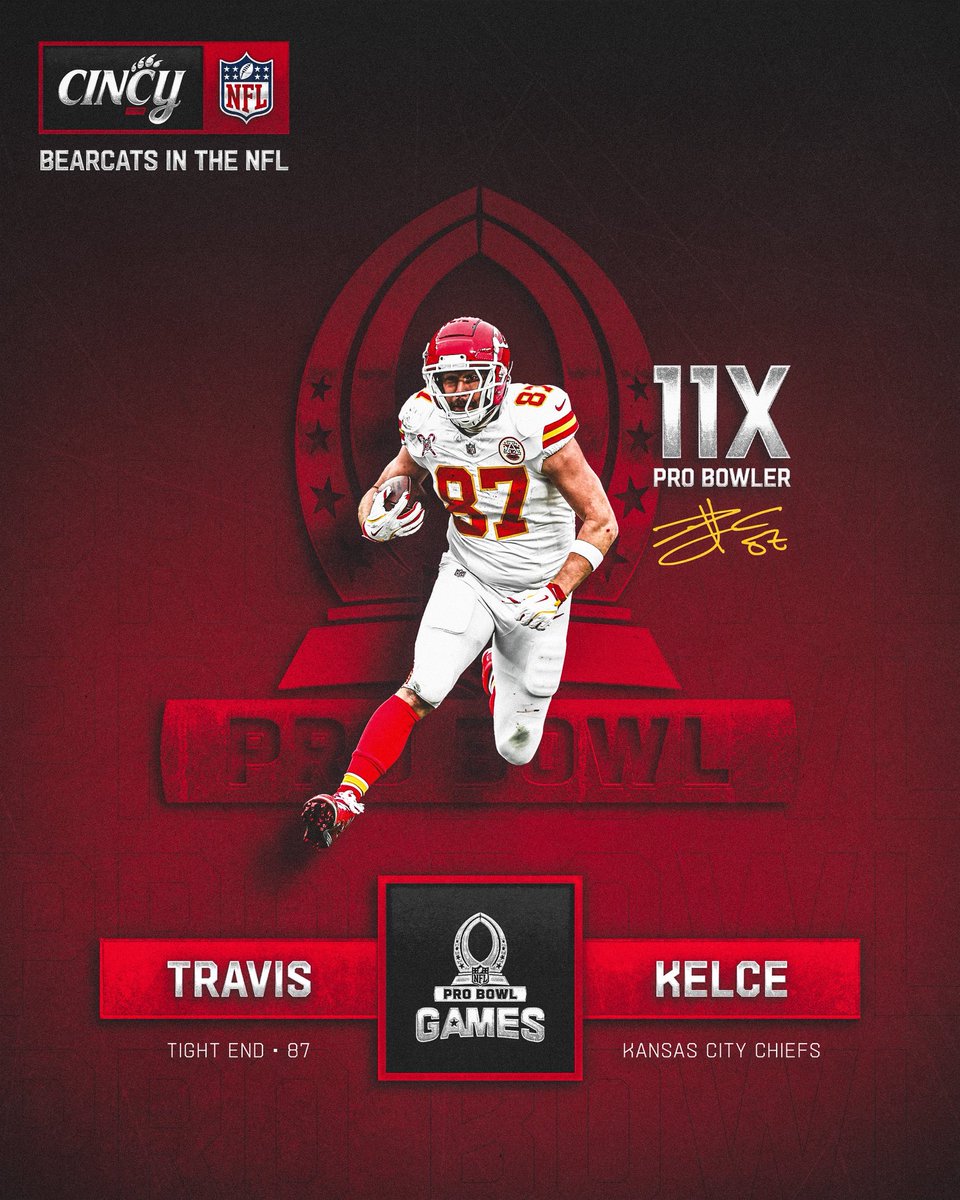 GoBearcatsFB's tweet image. Congrats, @tkelce 👏

11 straight Pro Bowl selections