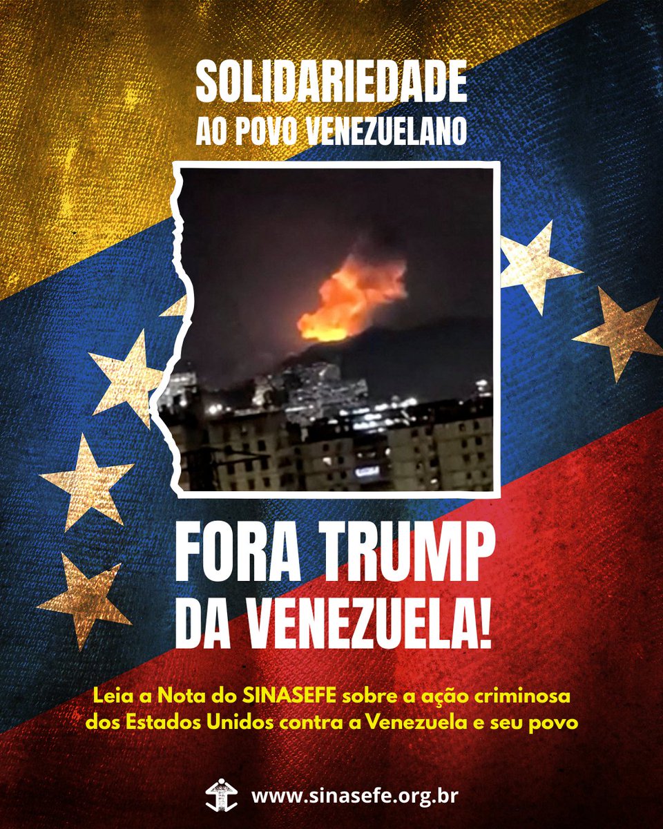 SINASEFE's tweet image. Nota do SINASEFE | O SINASEFE repudia o criminoso ataque militar efetuado pelos EUA contra a Venezuela na madrugada de hoje (03/01).

A Venezuela é alvo dessa agressão por seus recursos estratégicos: as maiores reservas de petróleo do mundo.

Leia a Nota: sinasefe.org.br/site/fora-trum….