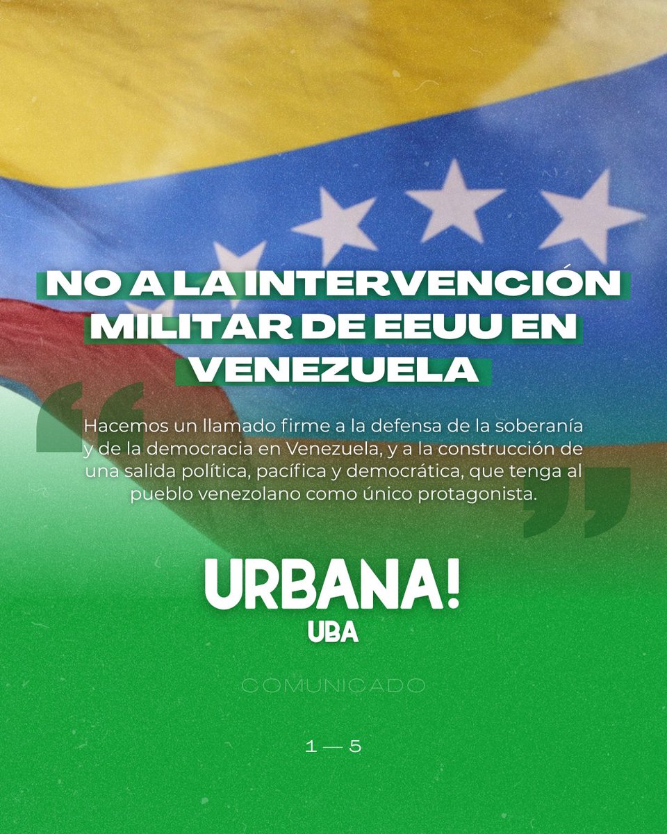 Comunicado | No a la intervención militar de EEUU en Venezuela 

"Hacemos un llamado firme a la defensa de la soberanía y de la democracia en Venezuela, y a la construcción de una salida política, pacífica y democrática, que tenga al pueblo venezolano como único protagonista." 👇