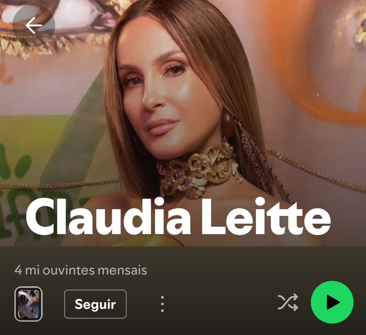 HumorQueCola's tweet image. ELA TÁ SEM FREIO! Claudia Leitte alcança a marca de 4 milhões de ouvintes mensais no Spotify.